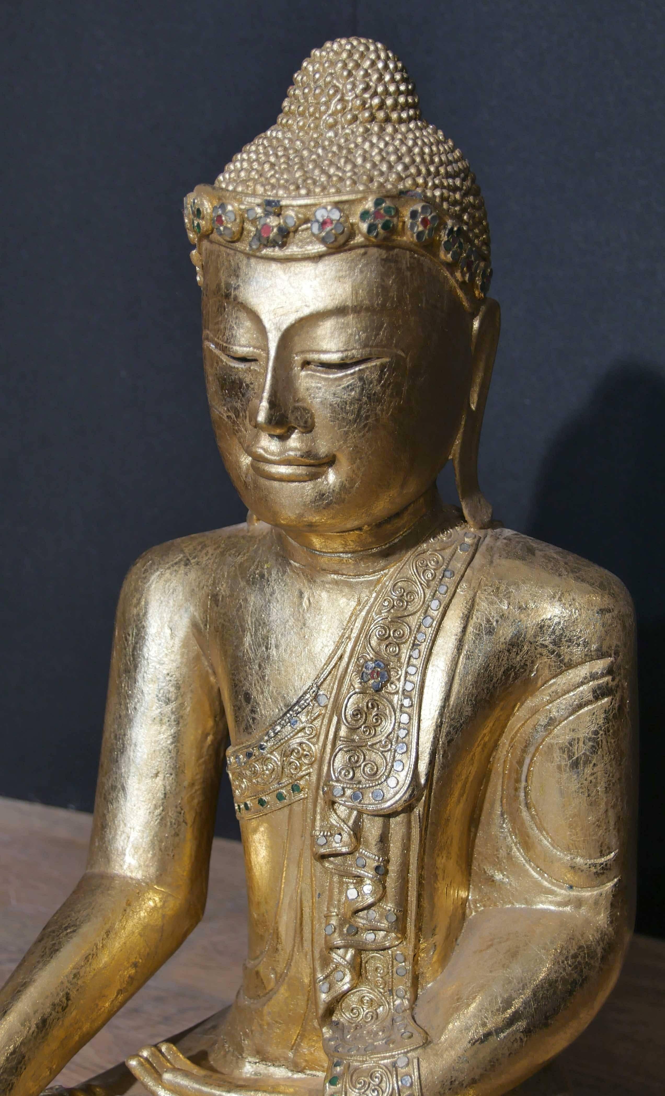 Antique Burmese Buddha Statue Buddhism Meditation Pose Dhyanasana  For Sale 3