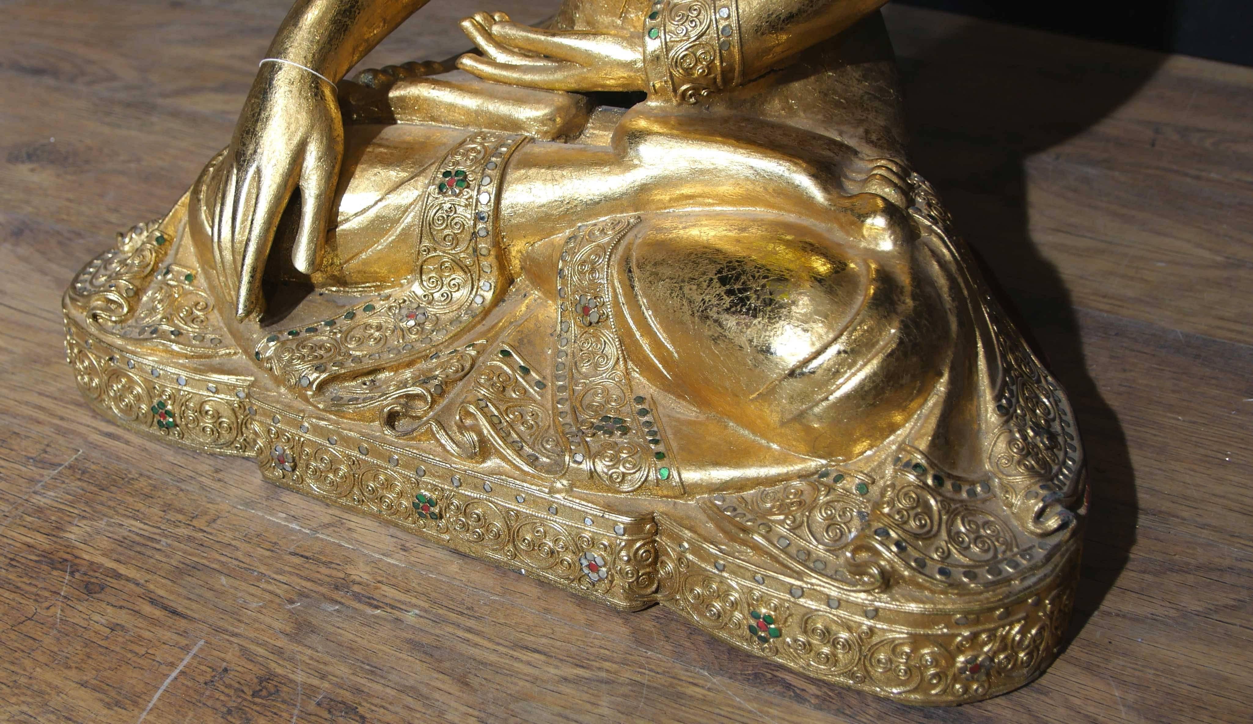 Antique Burmese Buddha Statue Buddhism Meditation Pose Dhyanasana  For Sale 4