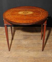 Sheratonl Style Mahogany Pembroke Table Drop Leaf Tables Marquetry Inlay