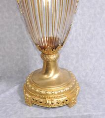 French Empire Style Cut-Glass Urns Vases Amphora Form Ormolu Mounts