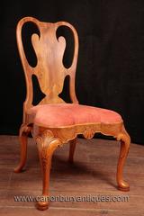 Set Ten Queen Anne Style Dining Chairs Walnut Diners