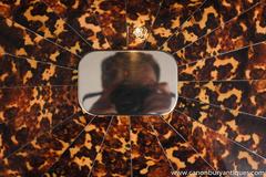 Victorian Style Silver Plate Tray on Stand Platter Server Faux Tortoiseshell