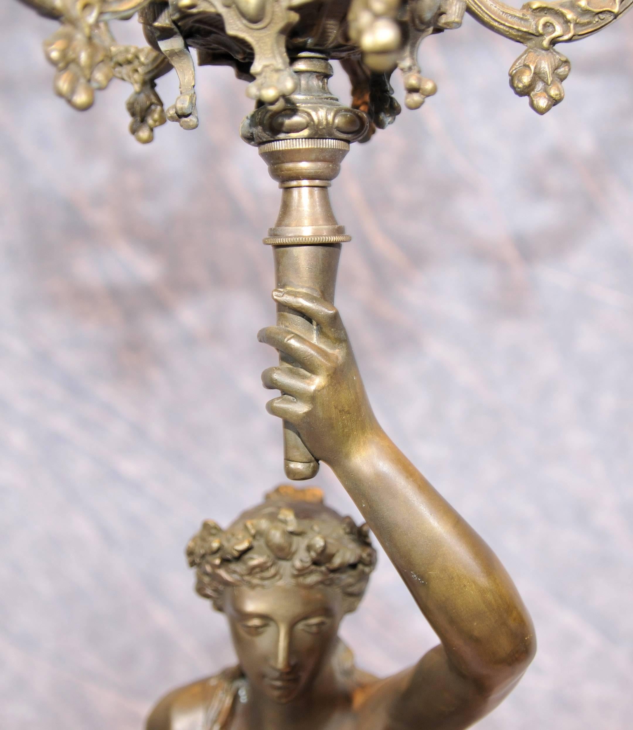 Pair of French Bronze Gregoire Candelabras Torcheres For Sale 2