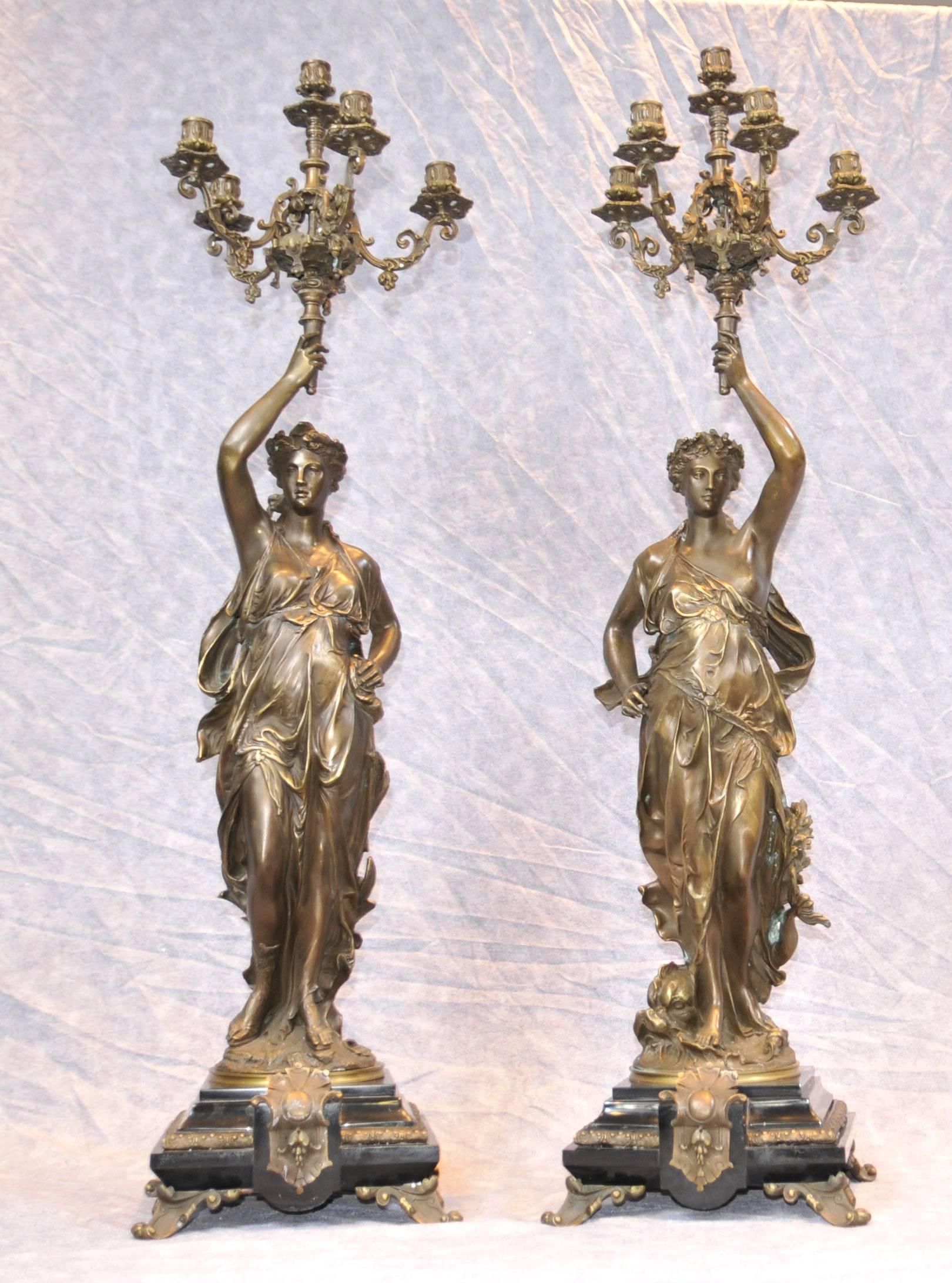 Pair of French Bronze Gregoire Candelabras Torcheres For Sale 3