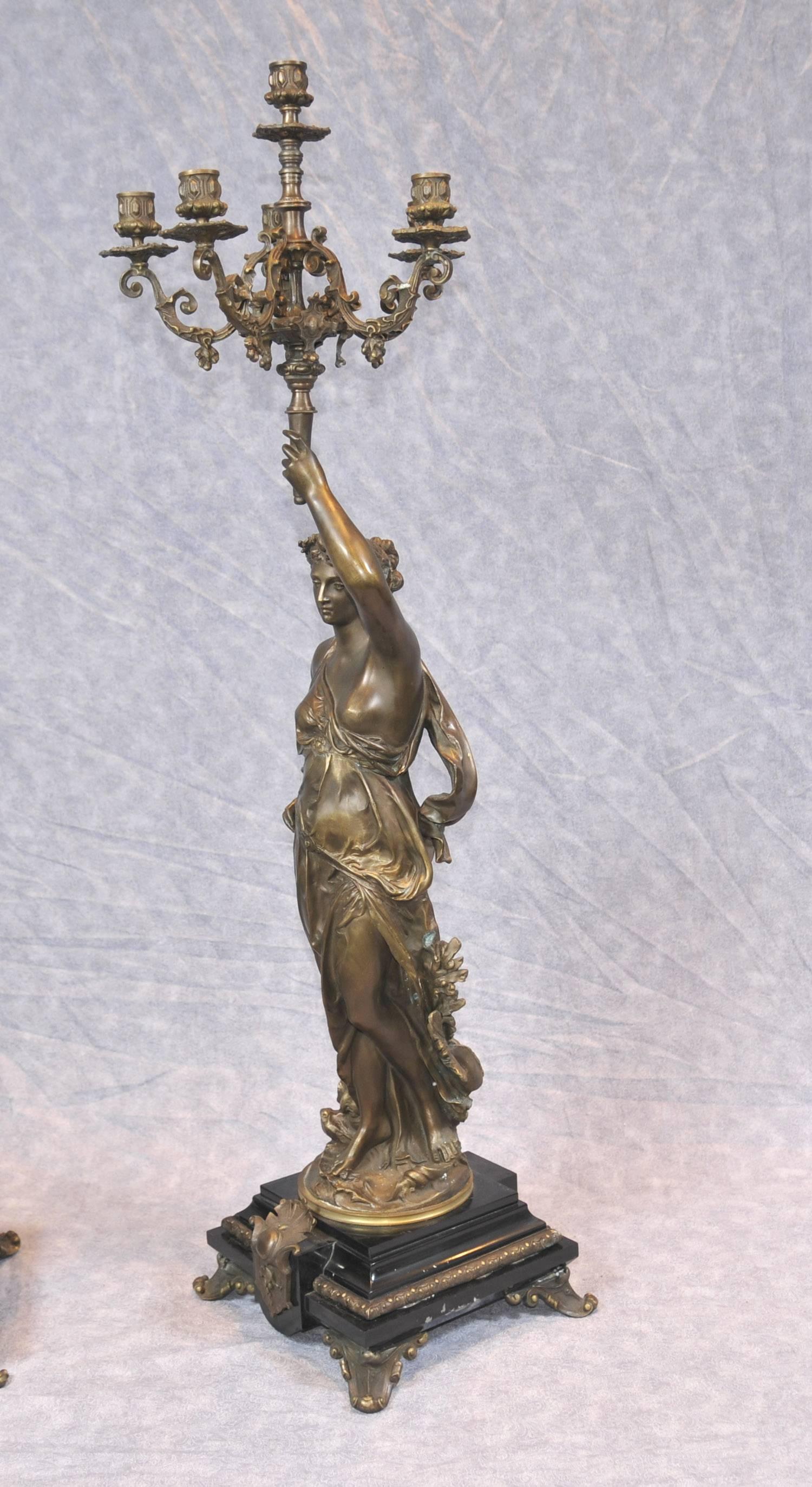 Pair of French Bronze Gregoire Candelabras Torcheres For Sale 5