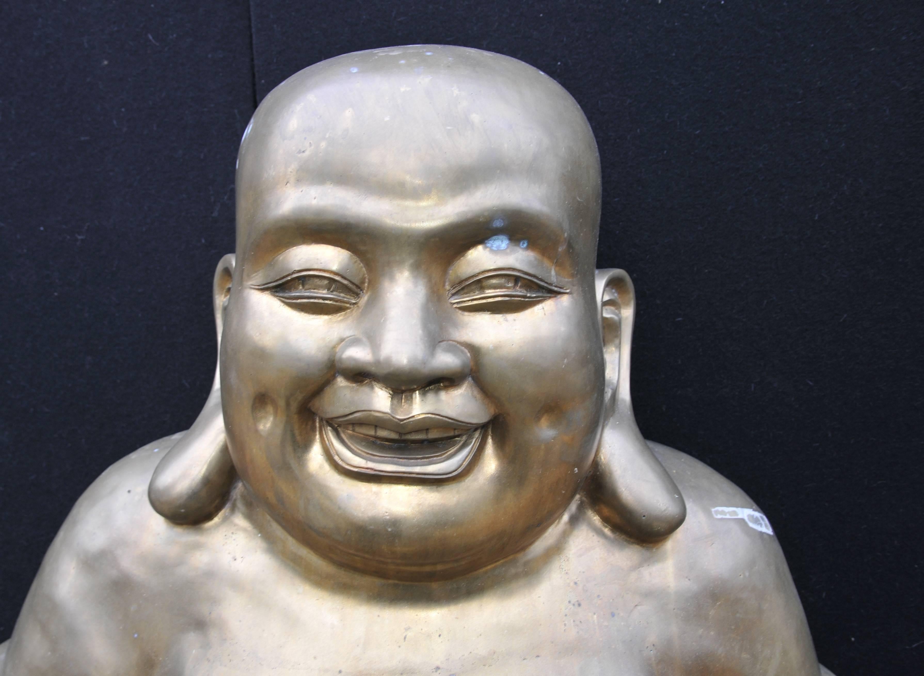Contemporary Extra Large Bronze Happy Bronze Buddha Laughing Statue Budai Buddhism Buddhist For Sale