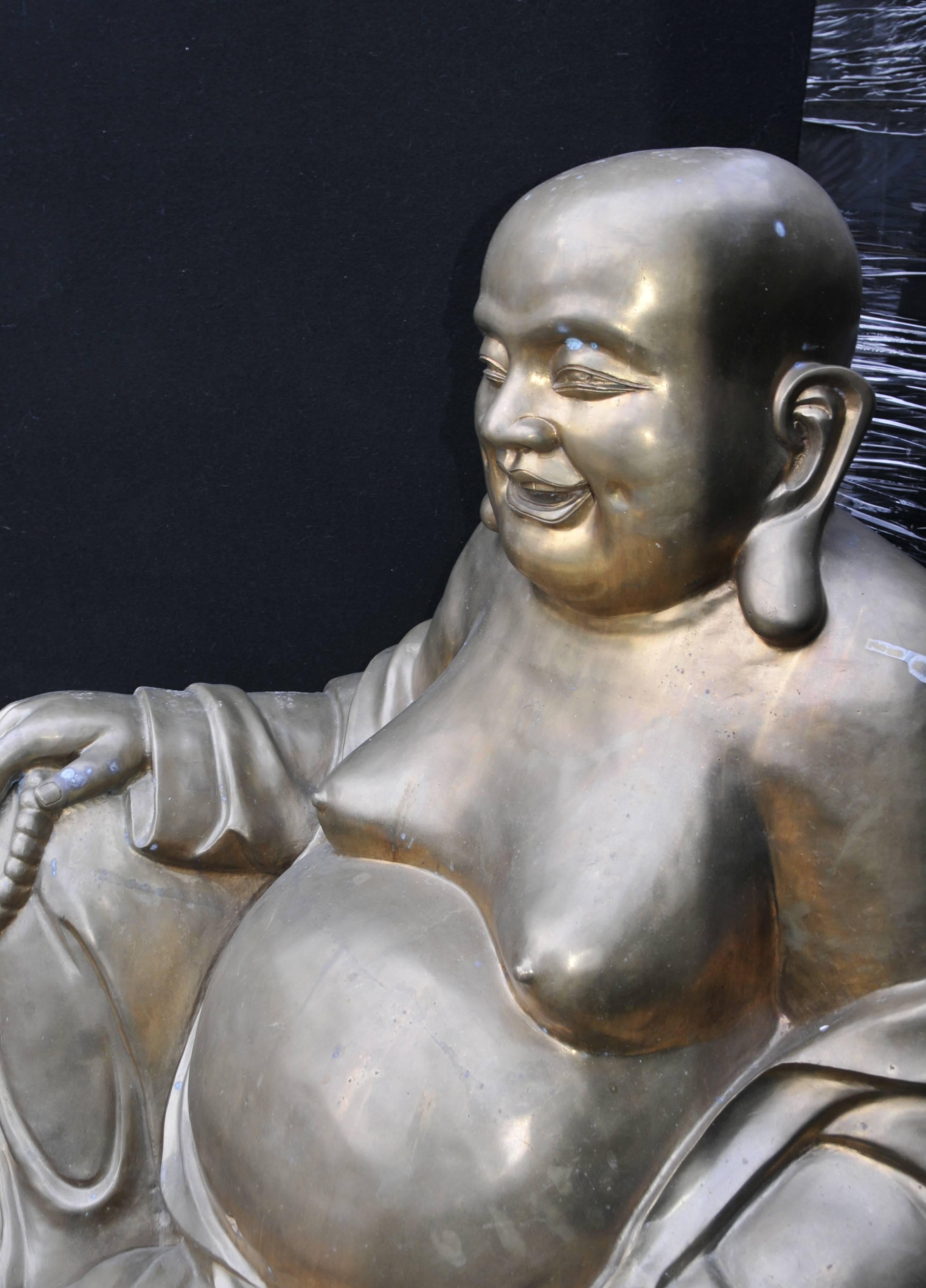 Extra Large Bronze Happy Bronze Buddha Laughing Statue Budai Buddhism Buddhist For Sale 3