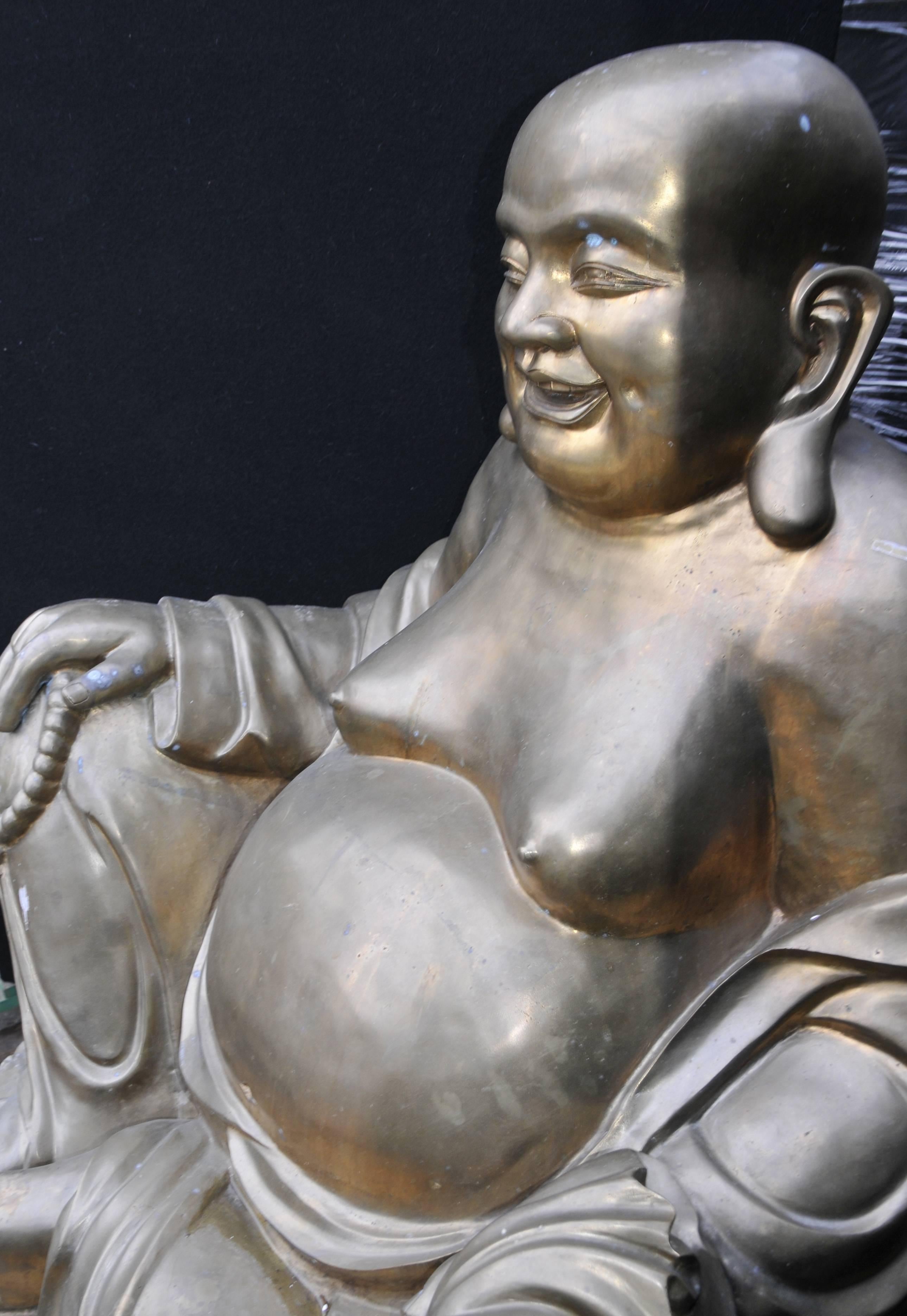 Extra Large Bronze Happy Bronze Buddha Laughing Statue Budai Buddhism Buddhist For Sale 4