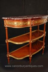 Pair of French Empire Style Console Tables Hall Marble-Top Tiered