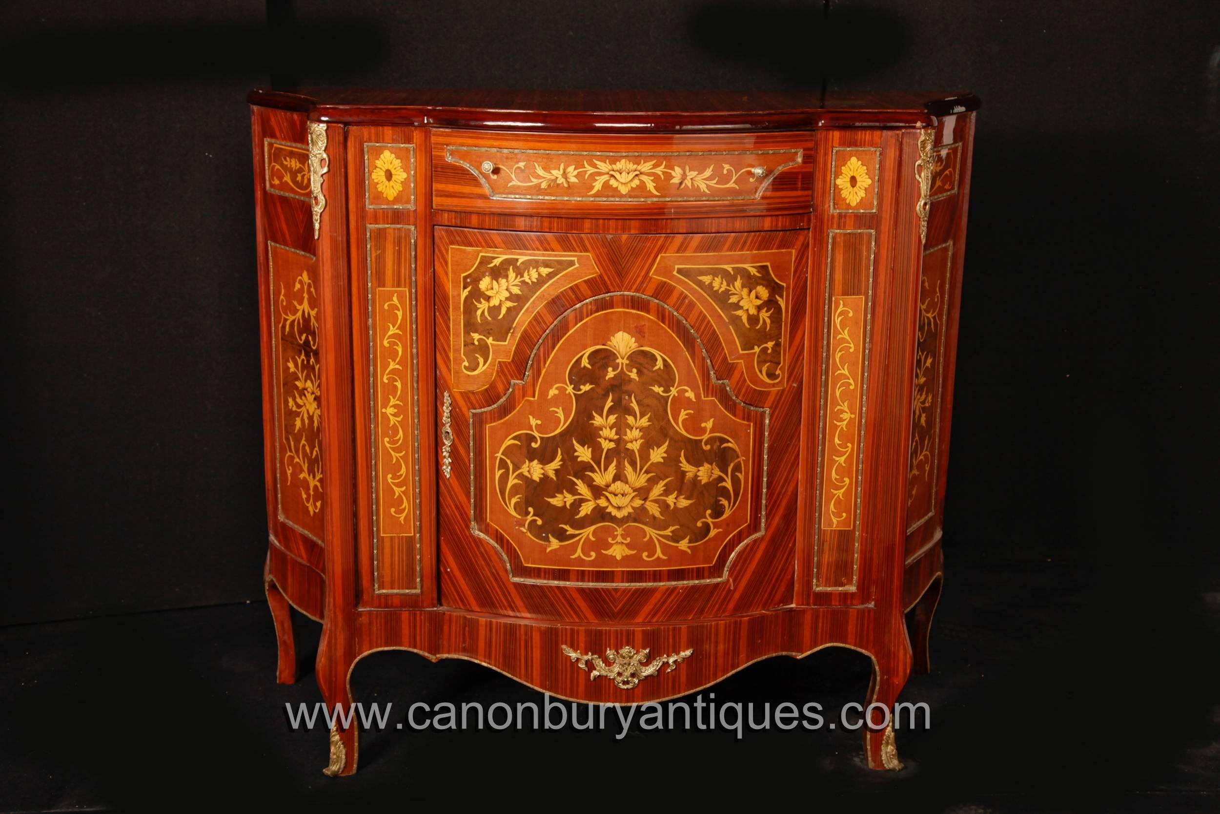 Pair of French Empire Style Cabinets Chests Marquetry Inlay In Good Condition For Sale In Potters Bar, Herts
