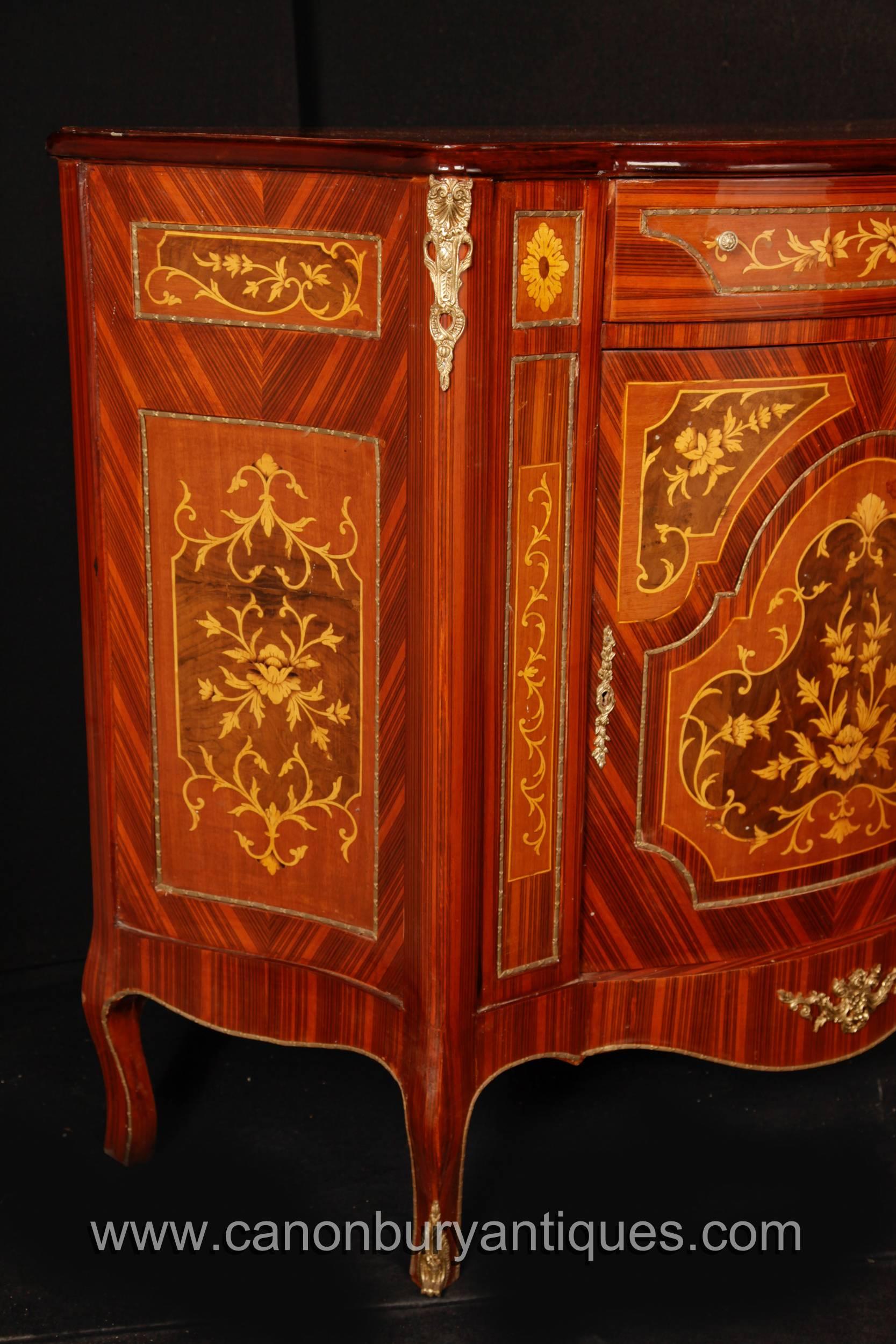 Pair of French Empire Style Cabinets Chests Marquetry Inlay For Sale 2