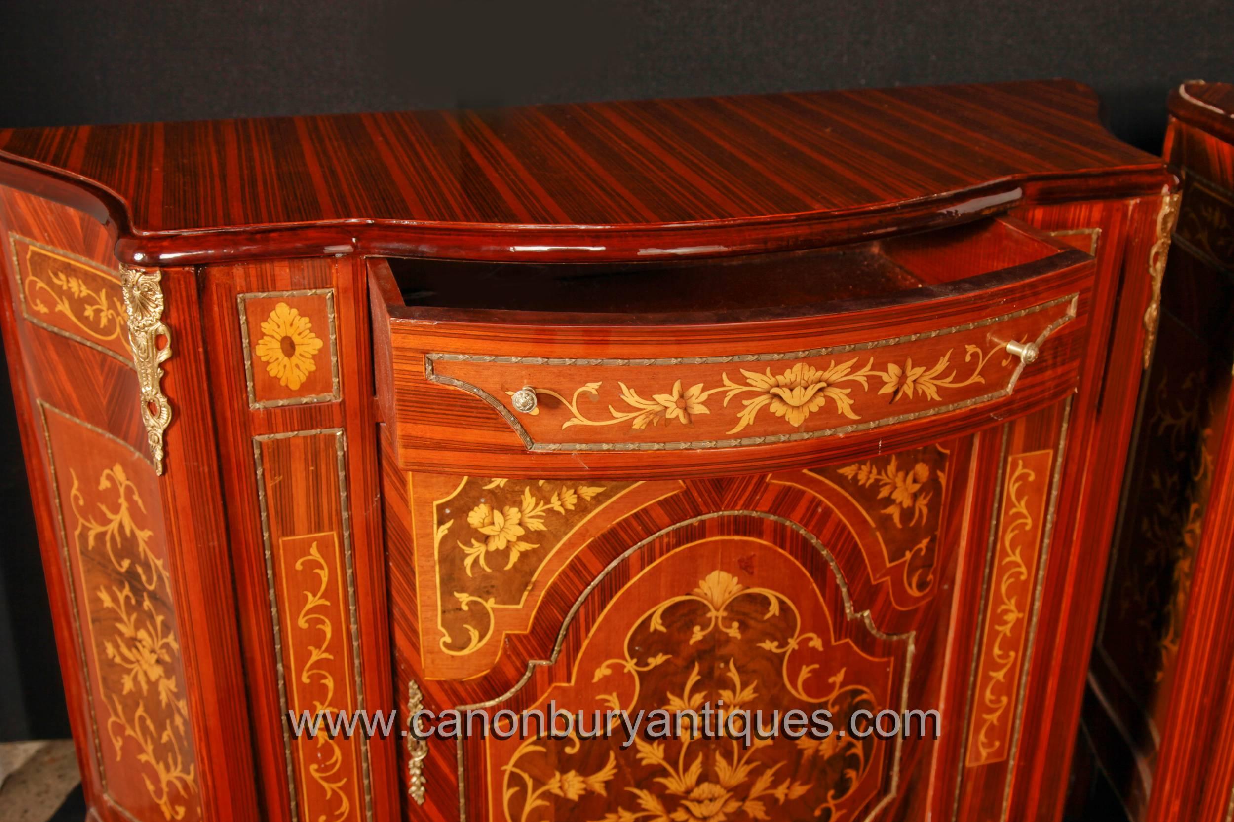 Pair of French Empire Style Cabinets Chests Marquetry Inlay For Sale 4