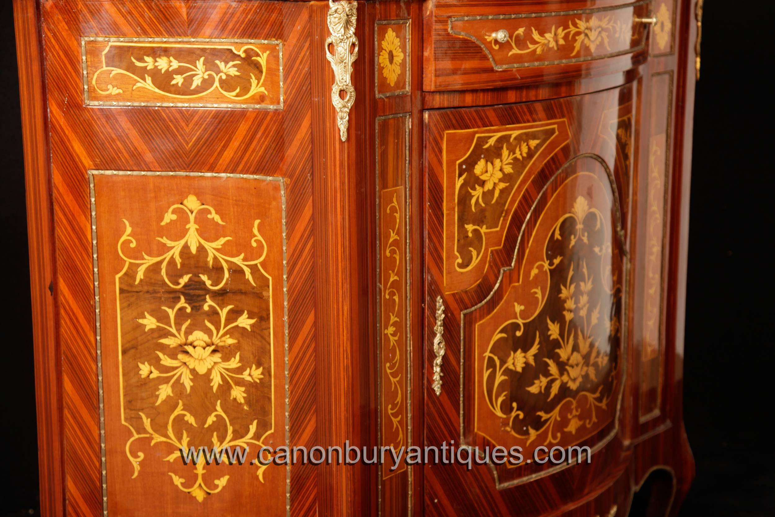 Pair of French Empire Style Cabinets Chests Marquetry Inlay For Sale 6