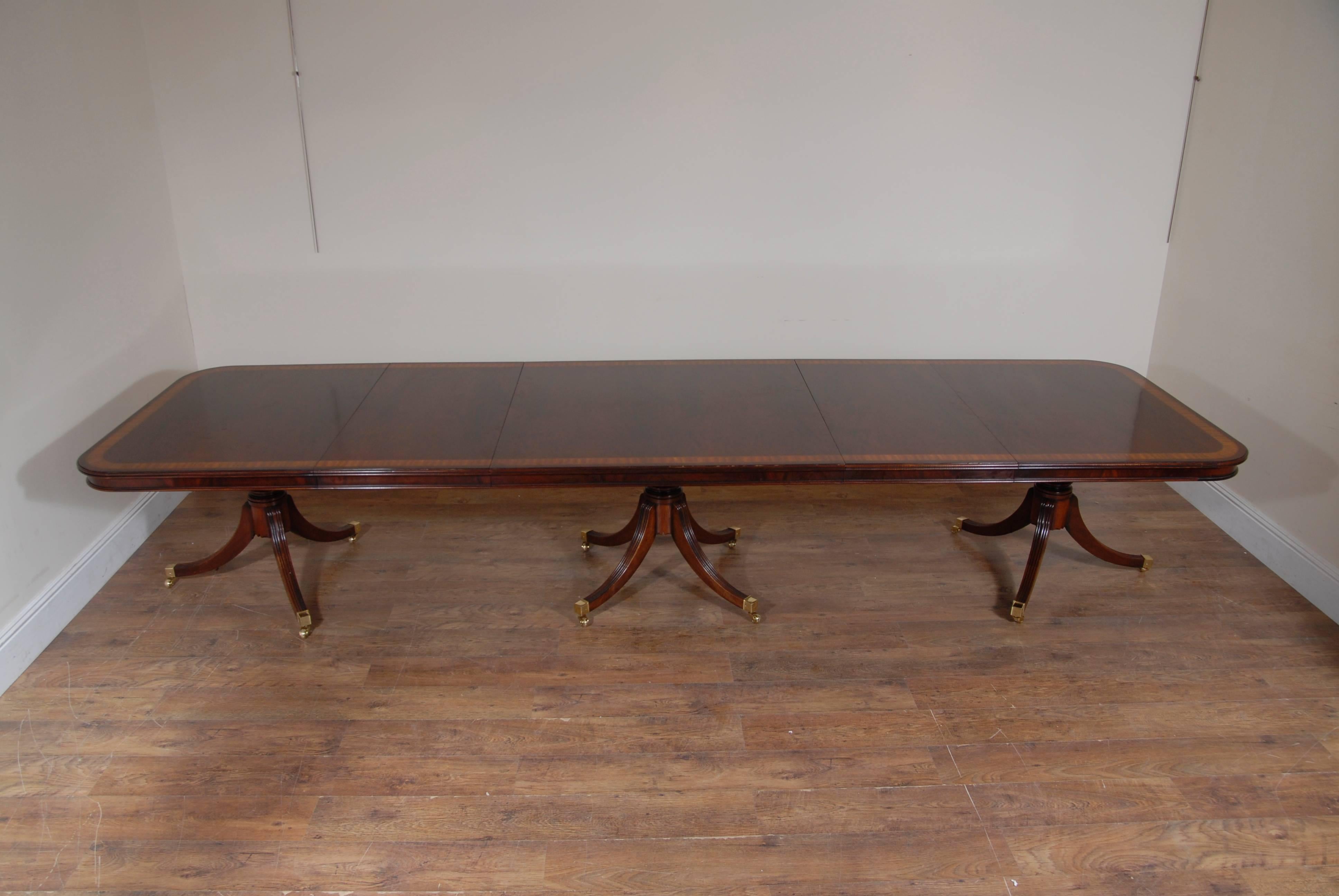 Regency Style Triple Pedestal Dining Table Seats 14 For Sale 6