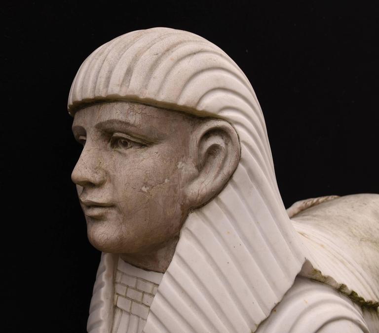 Pair of Large Stone Sphinxes Egyptian Sphinx Garden Statue For Sale at