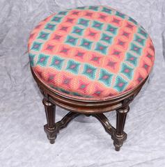 Antique Victorian Piano Stool Adjustable Height Rosewood