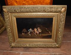 Pair of French Antique Oil Paintings Cavalier Tavern Signed J De Ninville