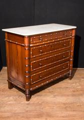 Antique French Regency Commode Chest Drawers Pine Faux Bamboo