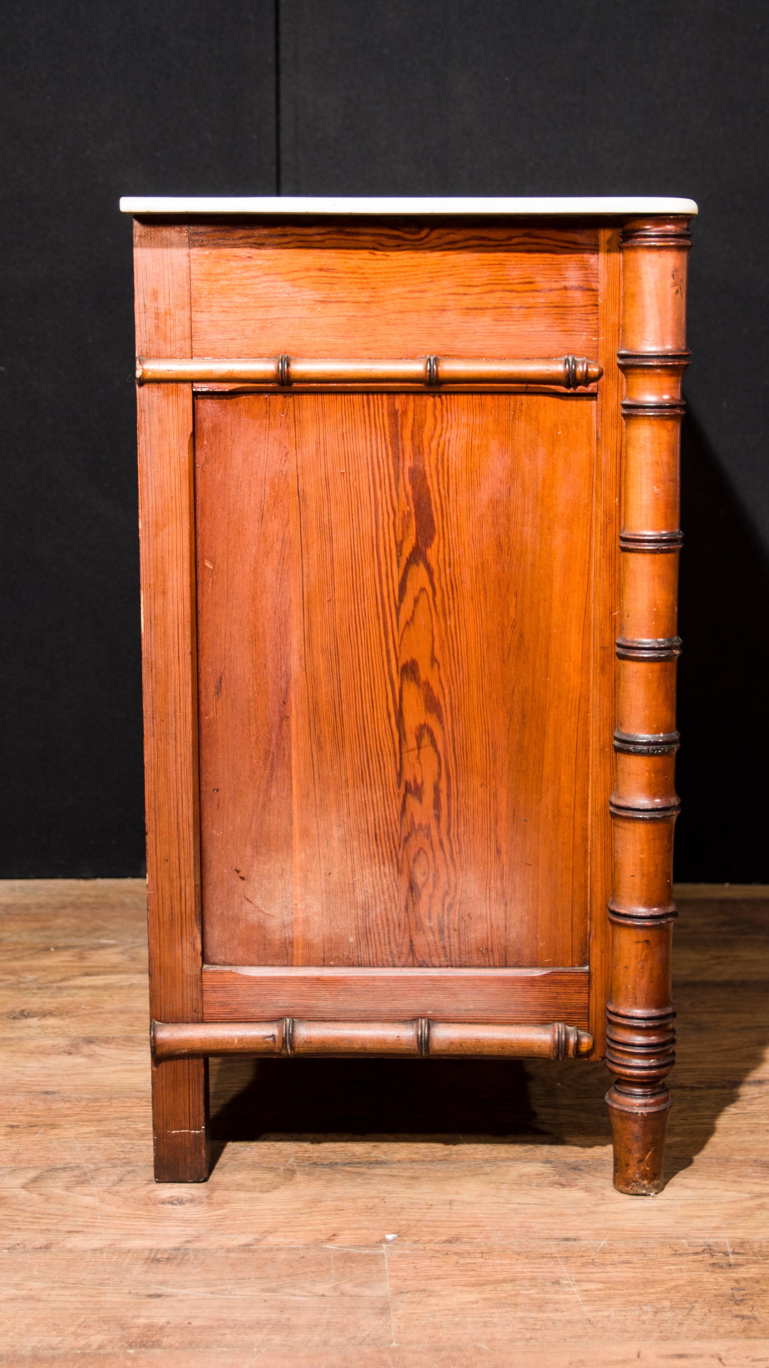 Antique French Regency Commode Chest Drawers Pine Faux Bamboo For Sale 1