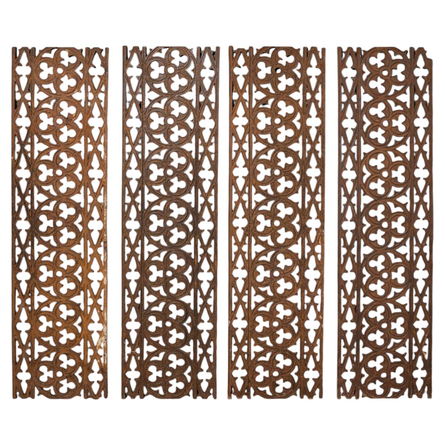 Set of 12 Gothic Style Cast Iron Floor Grills 11.75m (38ft) For Sale