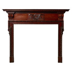Used Neoclassical Style Carved Wooden Mantel