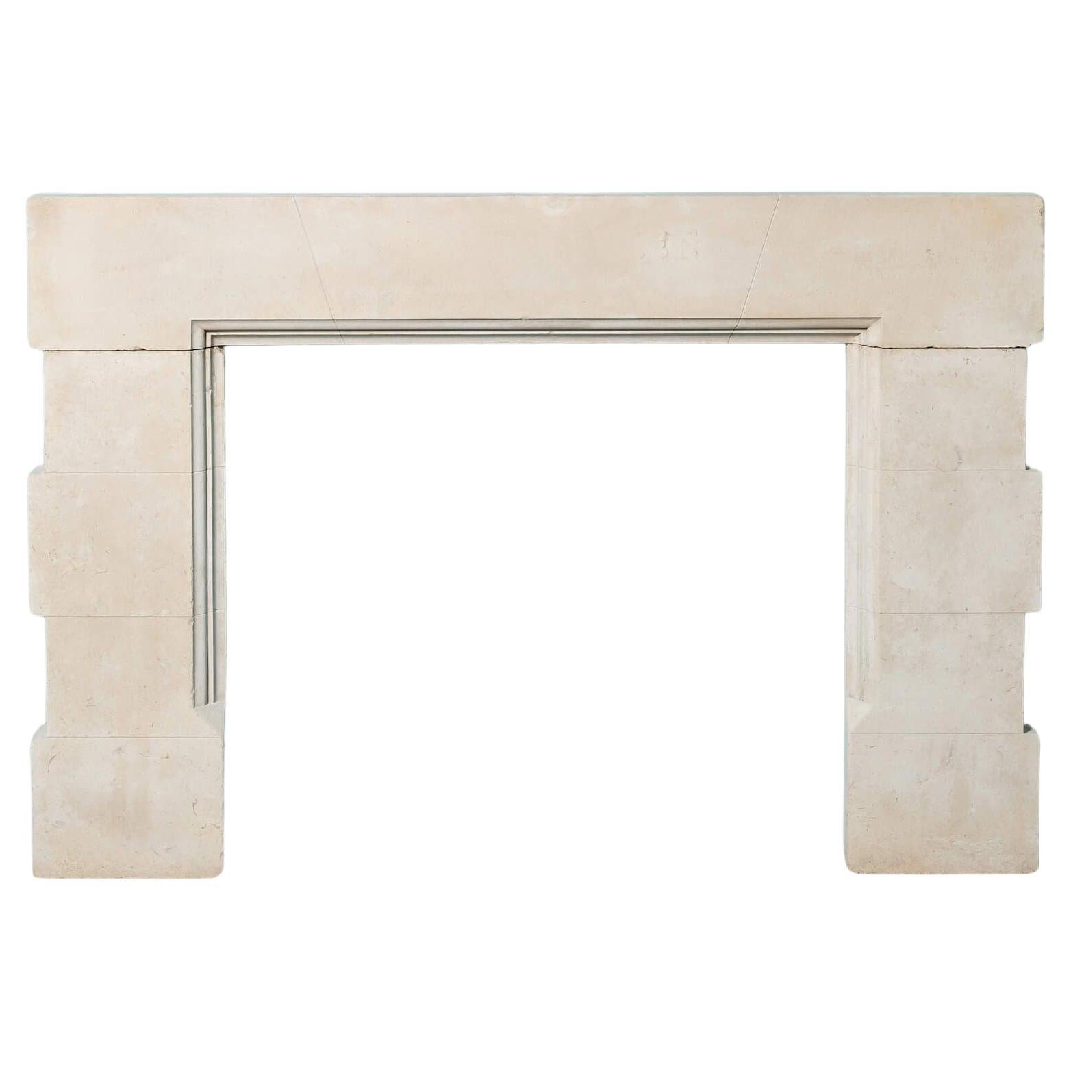 Antique English Portland Stone Fire Surround For Sale