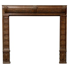 Antique English Jacobean Style Fire Mantel