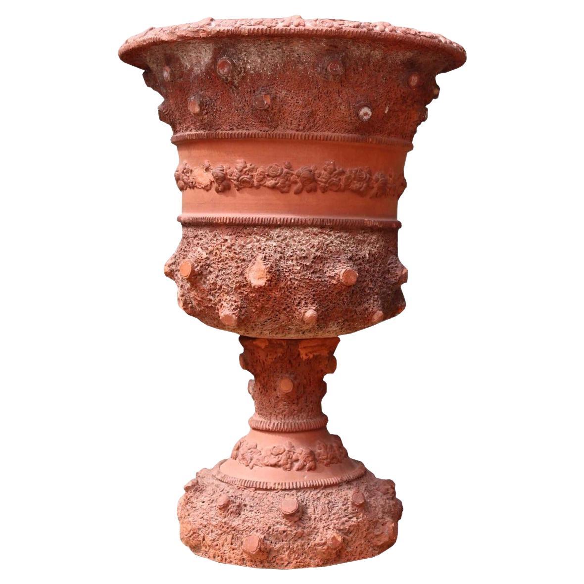 Antique Chinese Terracotta Base Lamp with Linen Shade at 1stDibs