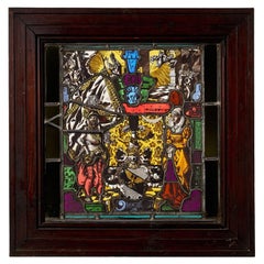 German Heraldic Ecclesiastical Antique Leaded Glass
