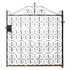 Antique Victorian Wrought Iron Side Gate with Scrolling Brackets