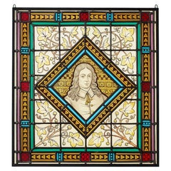 Vetrata antica raffigurante una figura vittoriana