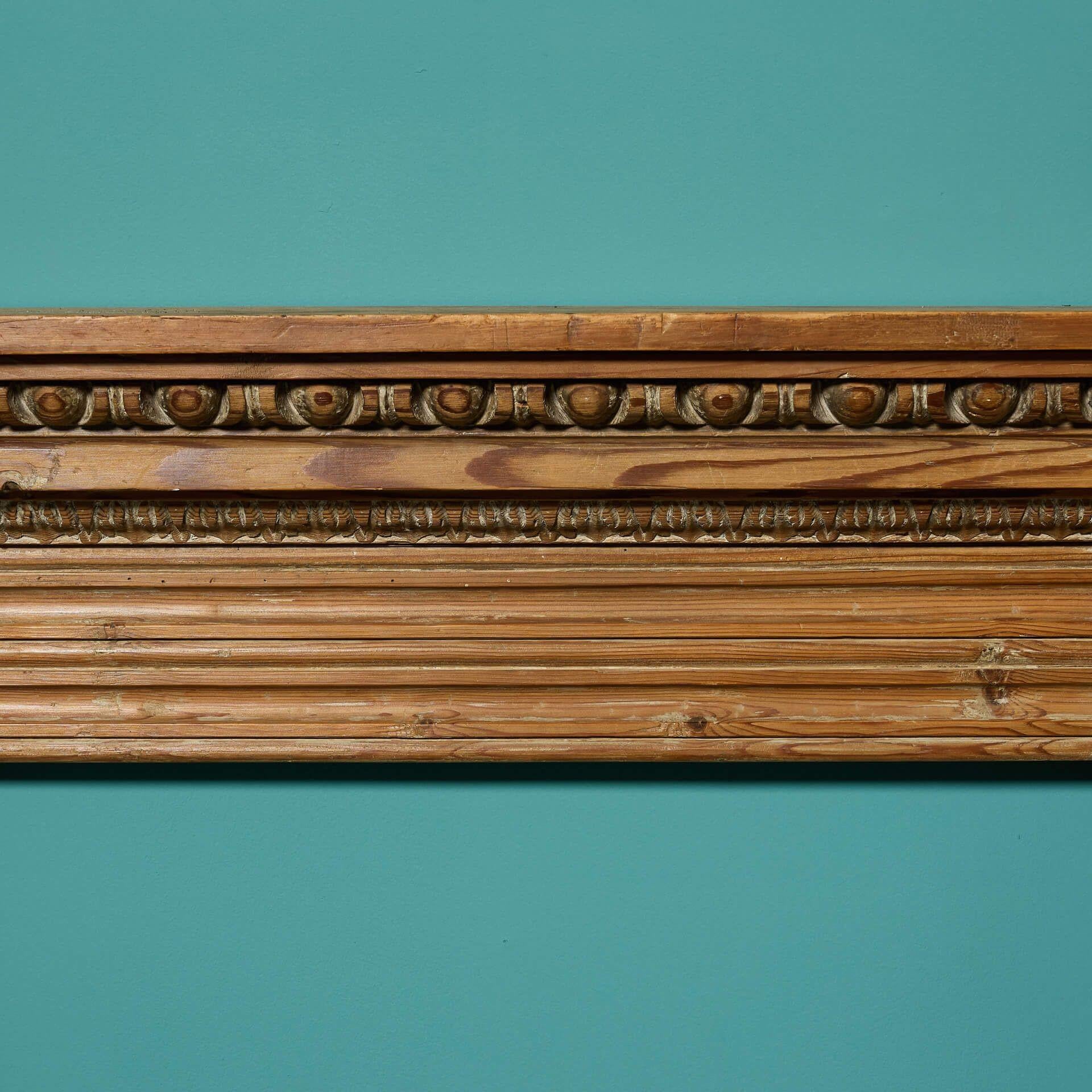 Hand-Carved Small Hand Carved Georgian Style Pine Fire Mantel For Sale