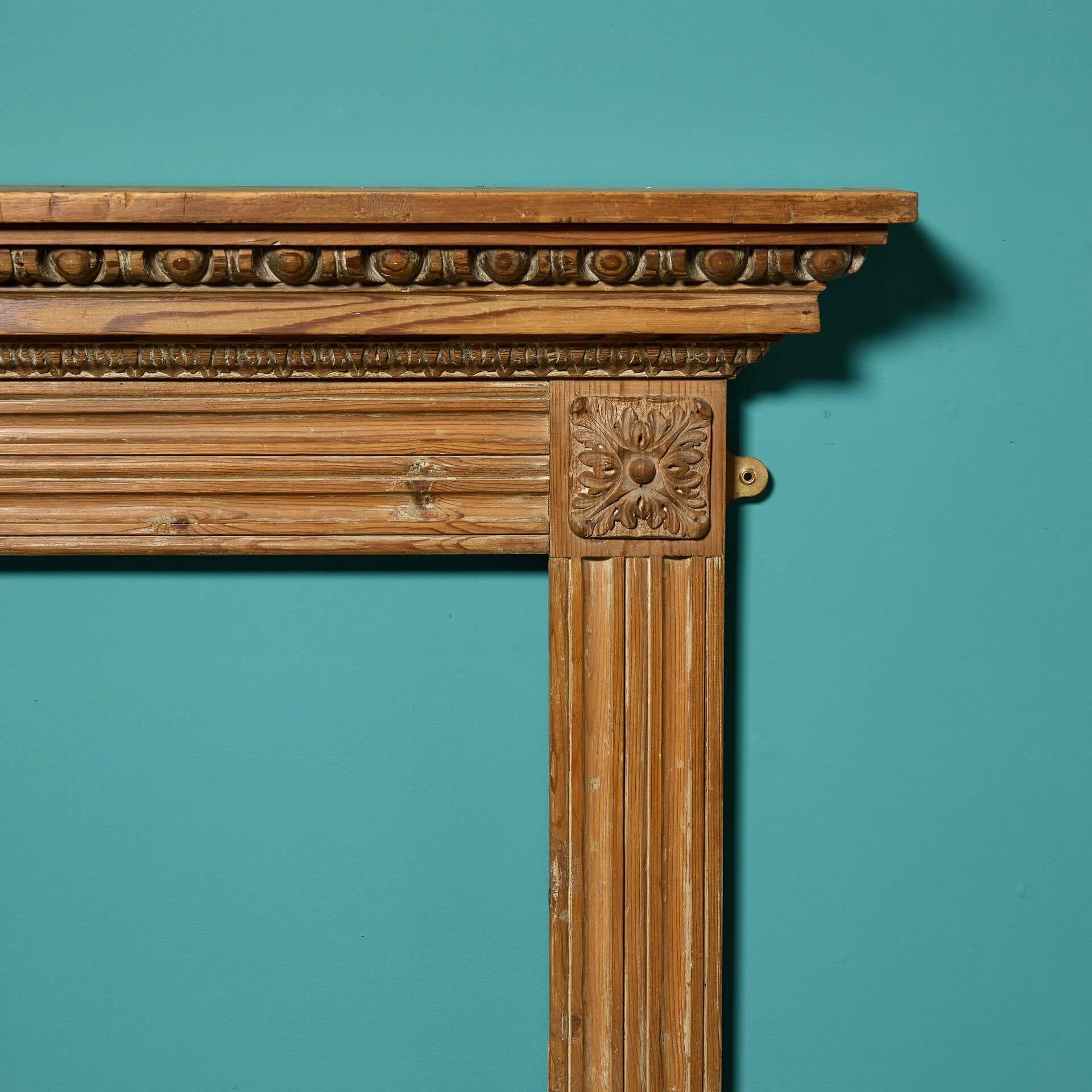 English Small Hand Carved Georgian Style Pine Fire Mantel For Sale