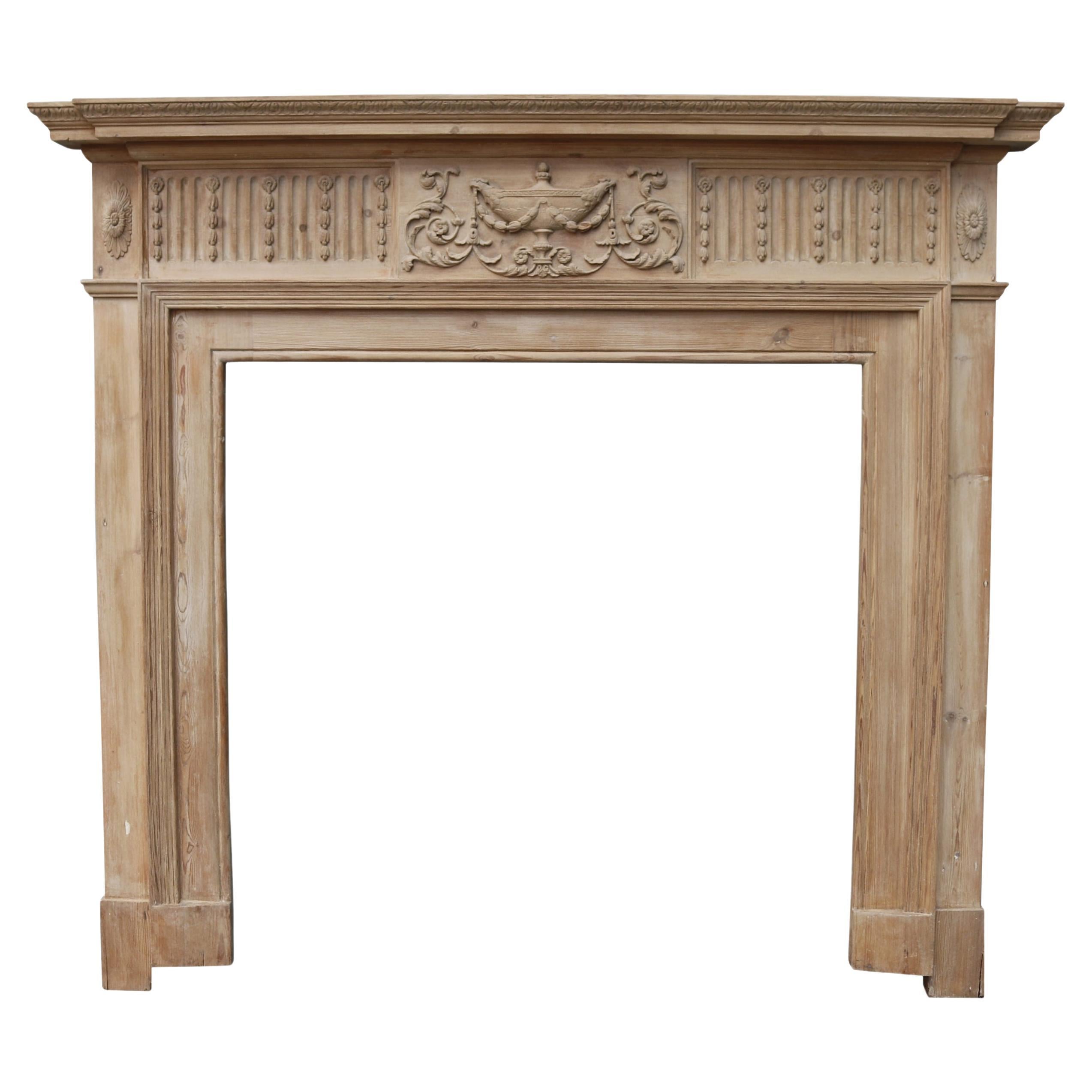 Antique Neoclassical Style Carved Fire Mantel For Sale