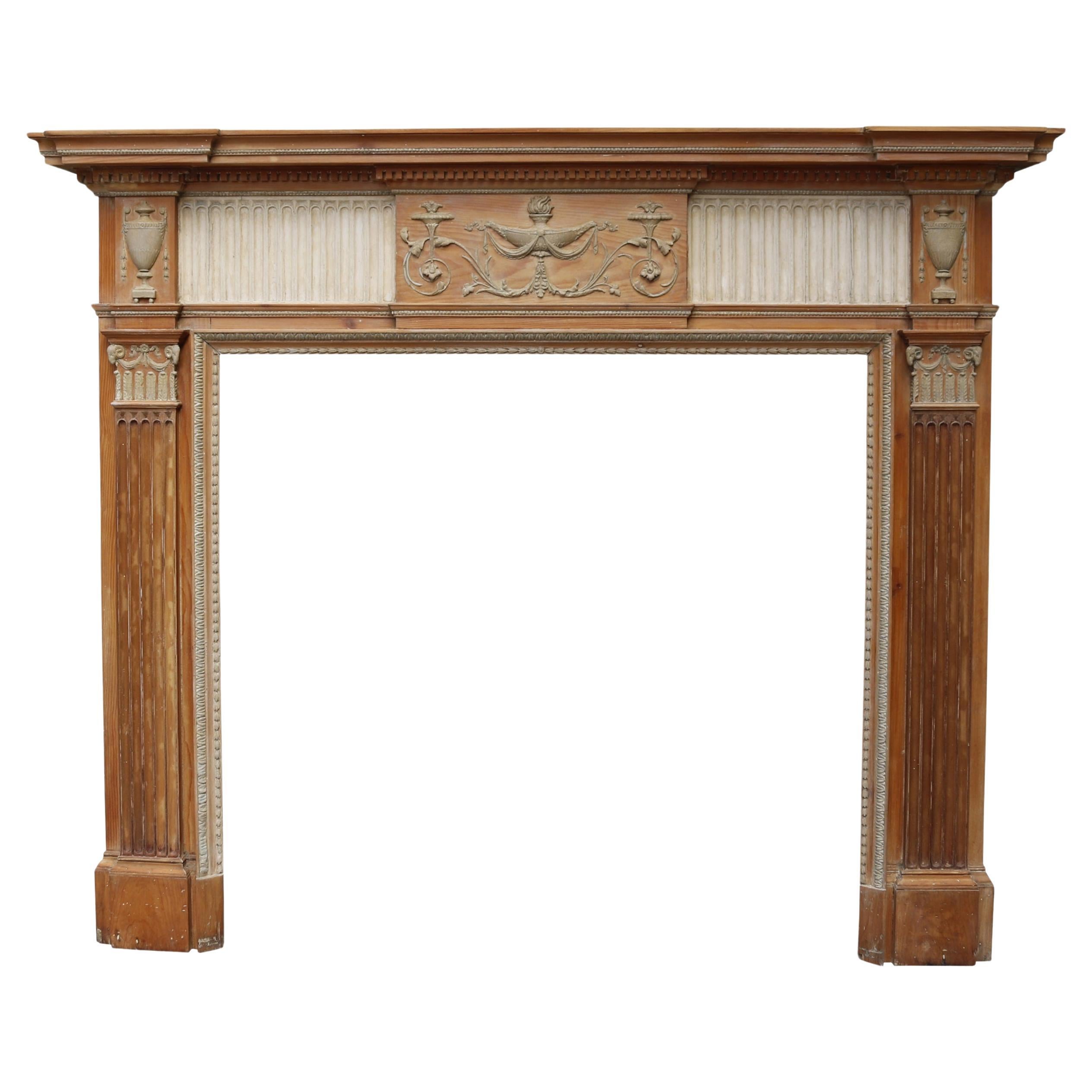 An Antique Georgian Neoclassical Style Fire Mantel For Sale