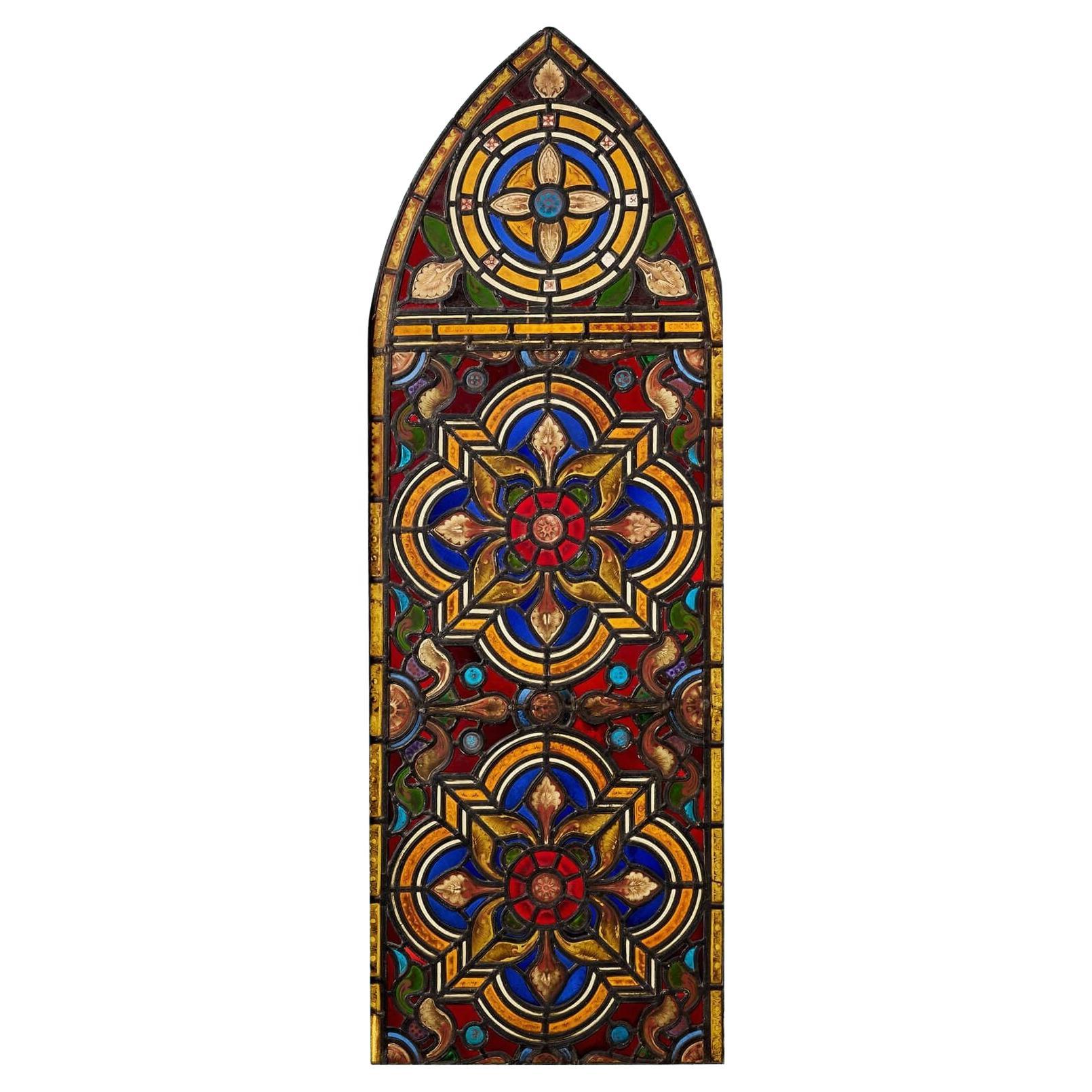 Antica vetrata vittoriana ad arco di Tudor Rose Antiques