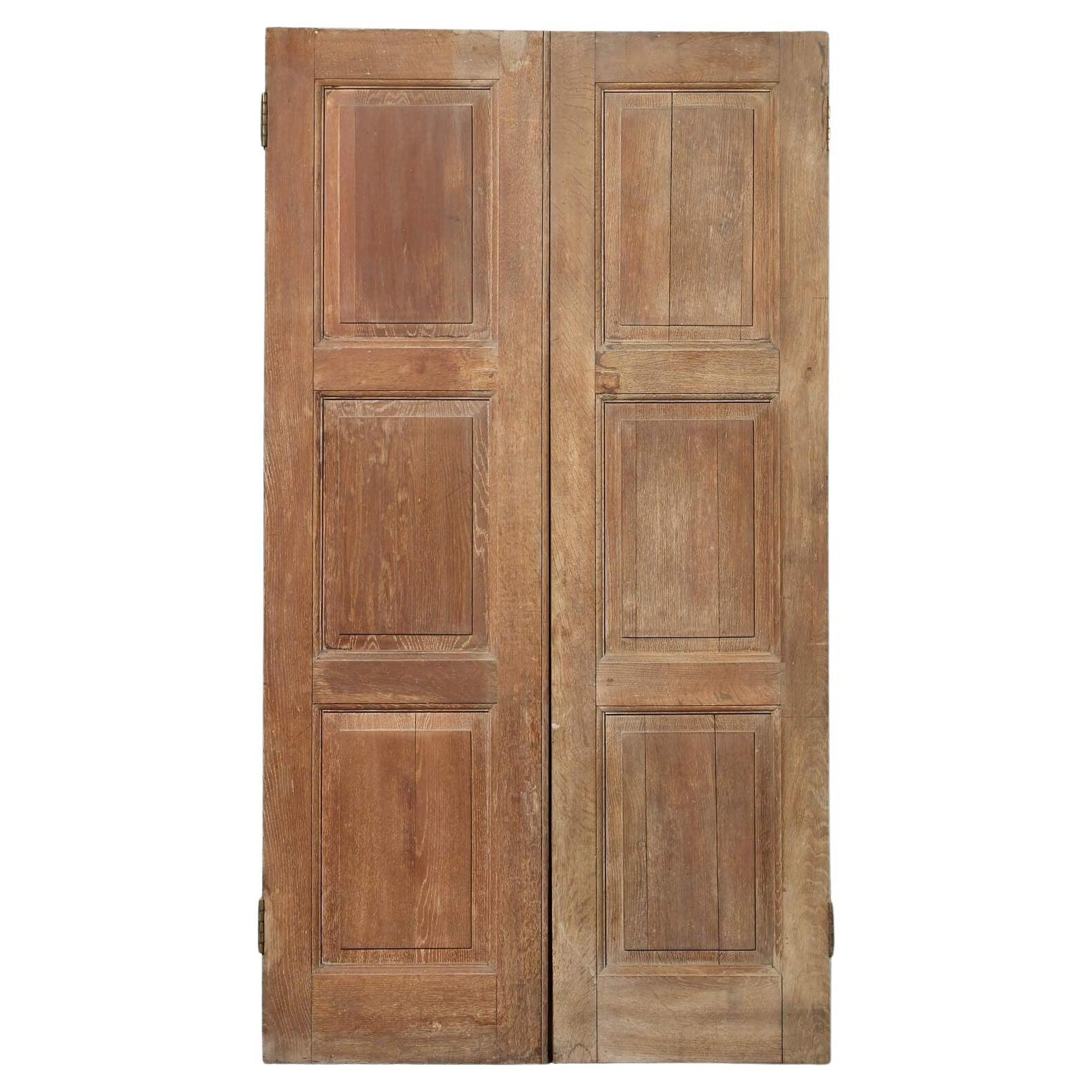Ensemble de portes doubles victoriennes en chêne avec cadre