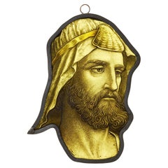 Antique Stained Glass Panel Depicting Nobleman’s Head