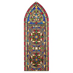 Victorian Stained Glass Arched Church Panel