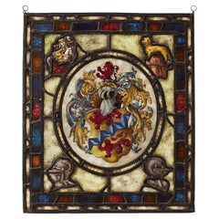Antique English Heraldic Stained Glass Window