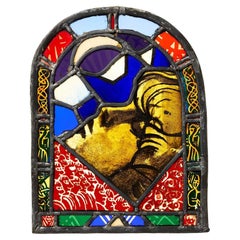Used Abstract Arched Stained Glass Window