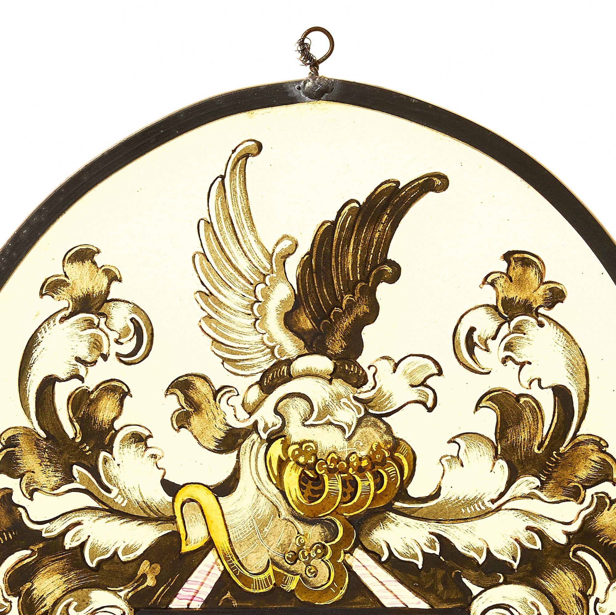 Allemand Armorial allemand ovale vitrail suspendu en vente