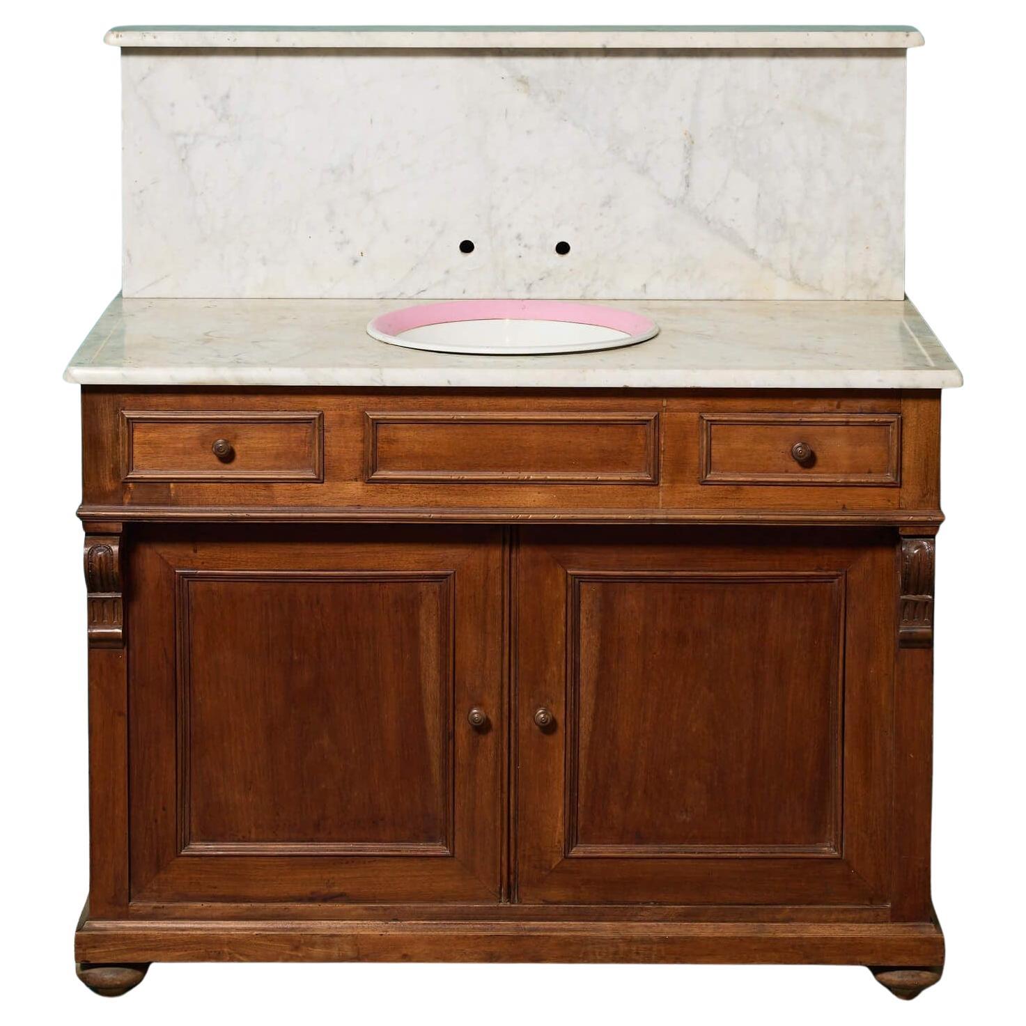 Antico lavabo in marmo di Carrara in stile Luigi in vendita