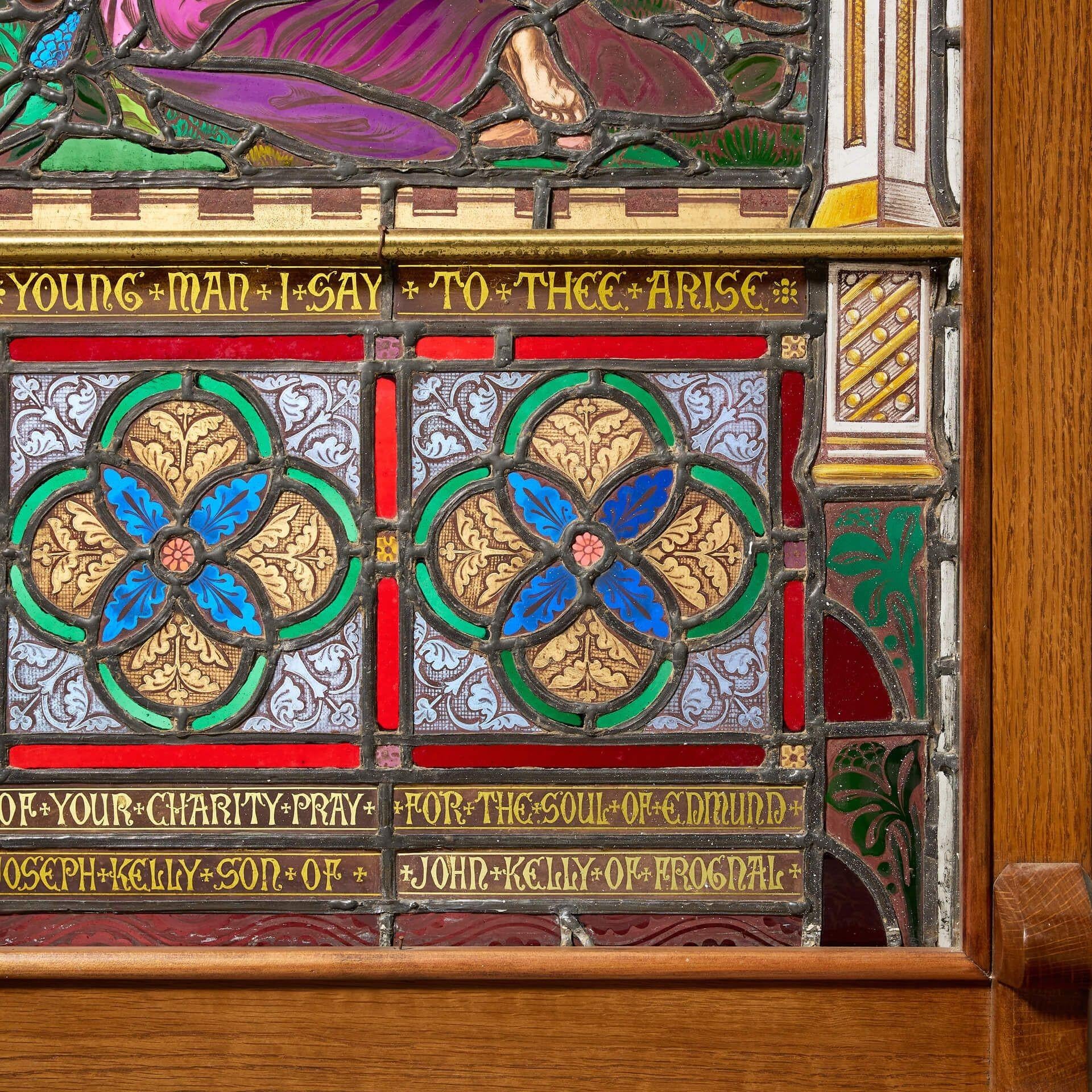 Large Reclaimed Ecclesiastical Stained Glass Window In Fair Condition For Sale In Wormelow, Herefordshire