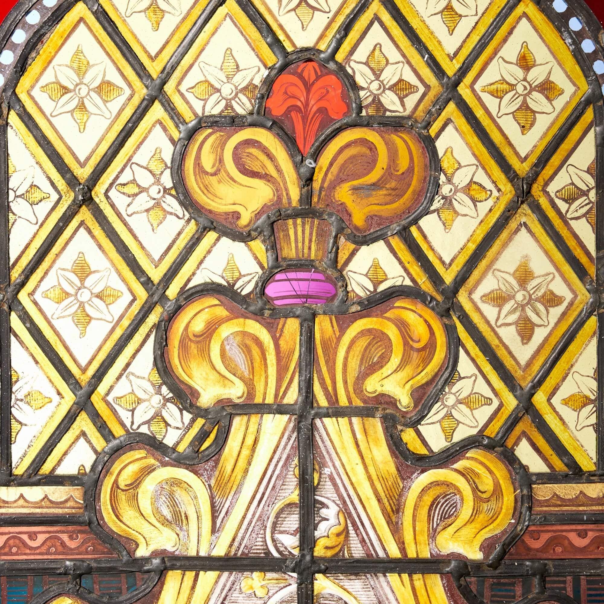 English Large Reclaimed Ecclesiastical Stained Glass Window For Sale