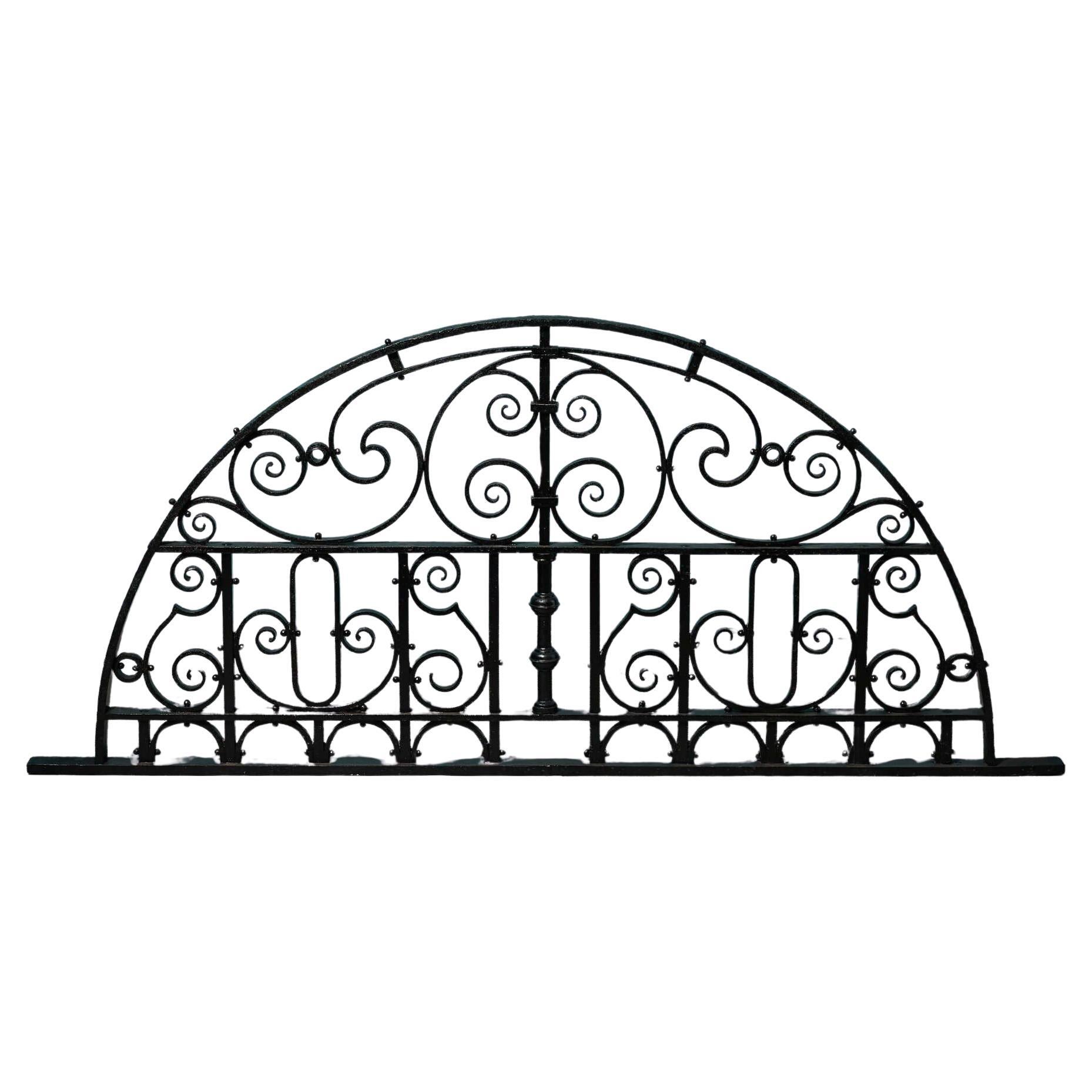 Antique Victorian Wrought Iron Demi-Arched Panel