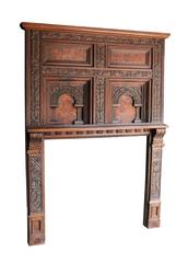 17th Century English Carved and Marquetry Inlaid Fire Surround / Mantel