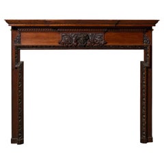 Antique English Mahogany Dog Leg Fire Mantel
