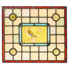 Antique English Stained Glass Window with Bird