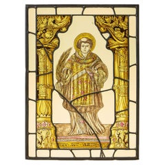 Ecclesiastical Antique Stained Glass Window of St Vincent